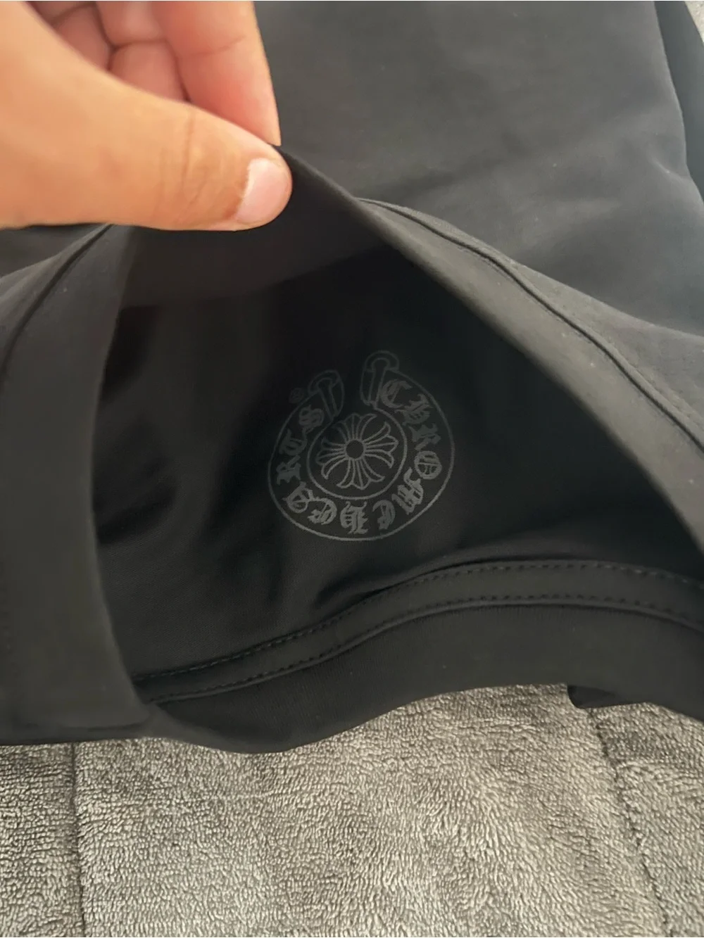 Black Chrome Hearts Long-Sleeve Graphic Pocket Sweater with White Sleeve Prints